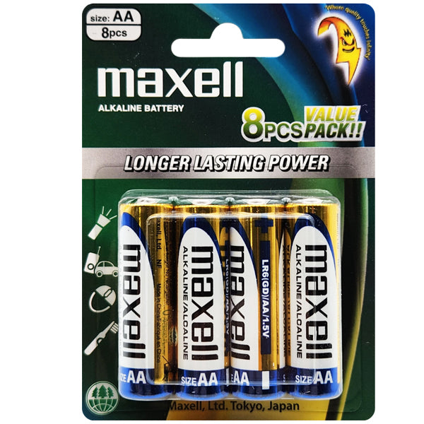 10x Maxell Alkaline AA Battery 8PK image 0