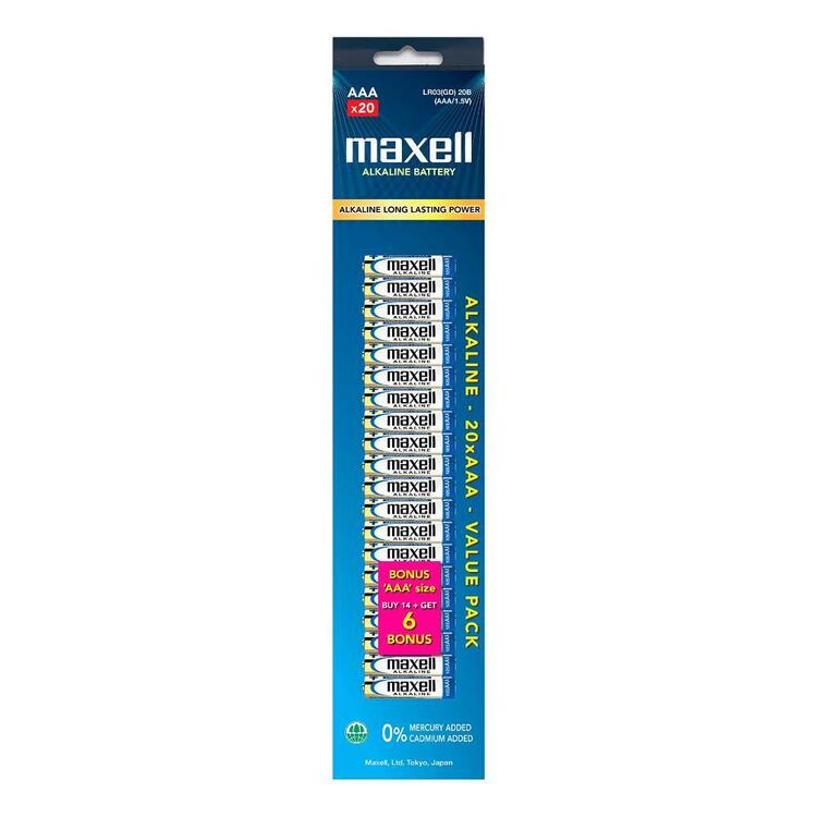 Maxell Premium Alkaline Battery AAA Value 20 Pack image 0