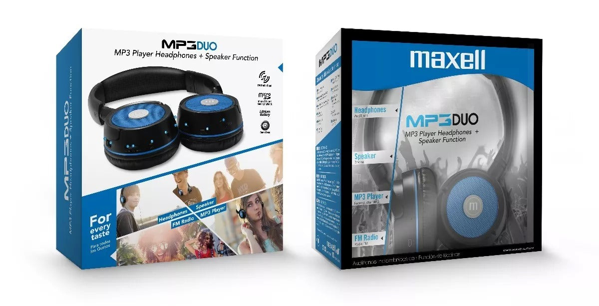 Maxell Radio Headphones Computer Speaker Wired MP3 DUO - Red image 1