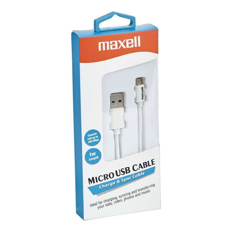 Micro USB to USB Cable Maxell - MicroB  (white) image 0