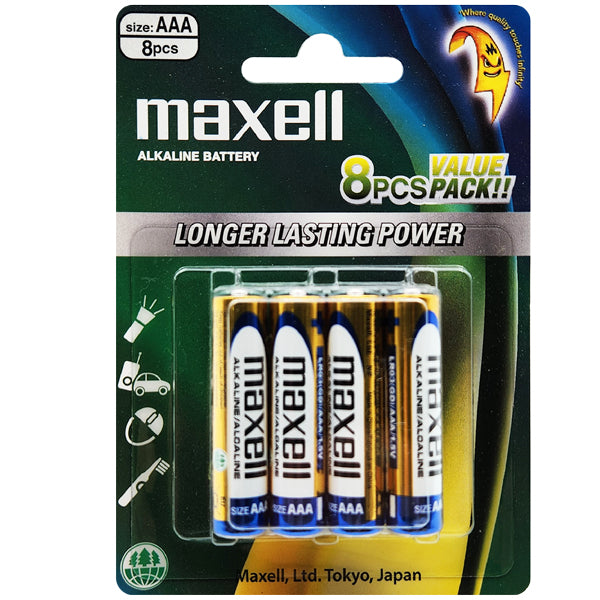 Maxell Alkaline AAA Battery 8PK image 0
