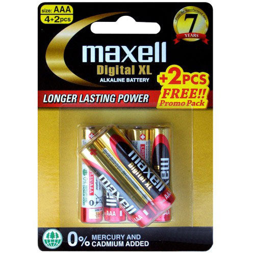 Maxell Alkaline Digital XL AAA Batteries 4PK+2BONUS image 0