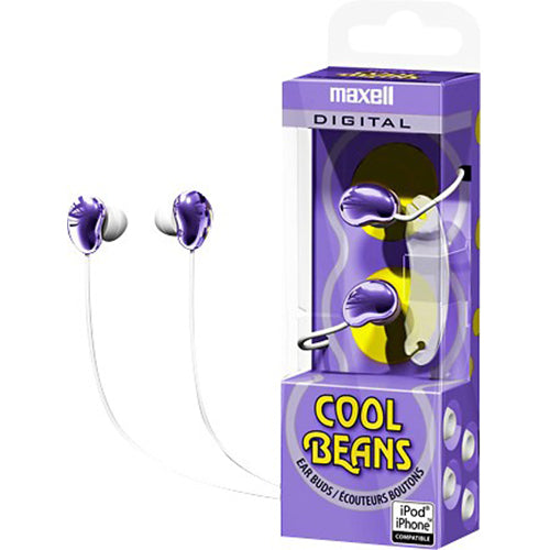 Maxell Wired In-Ear Headphones Earbuds Running earphones Cool Beans - Purple image 0